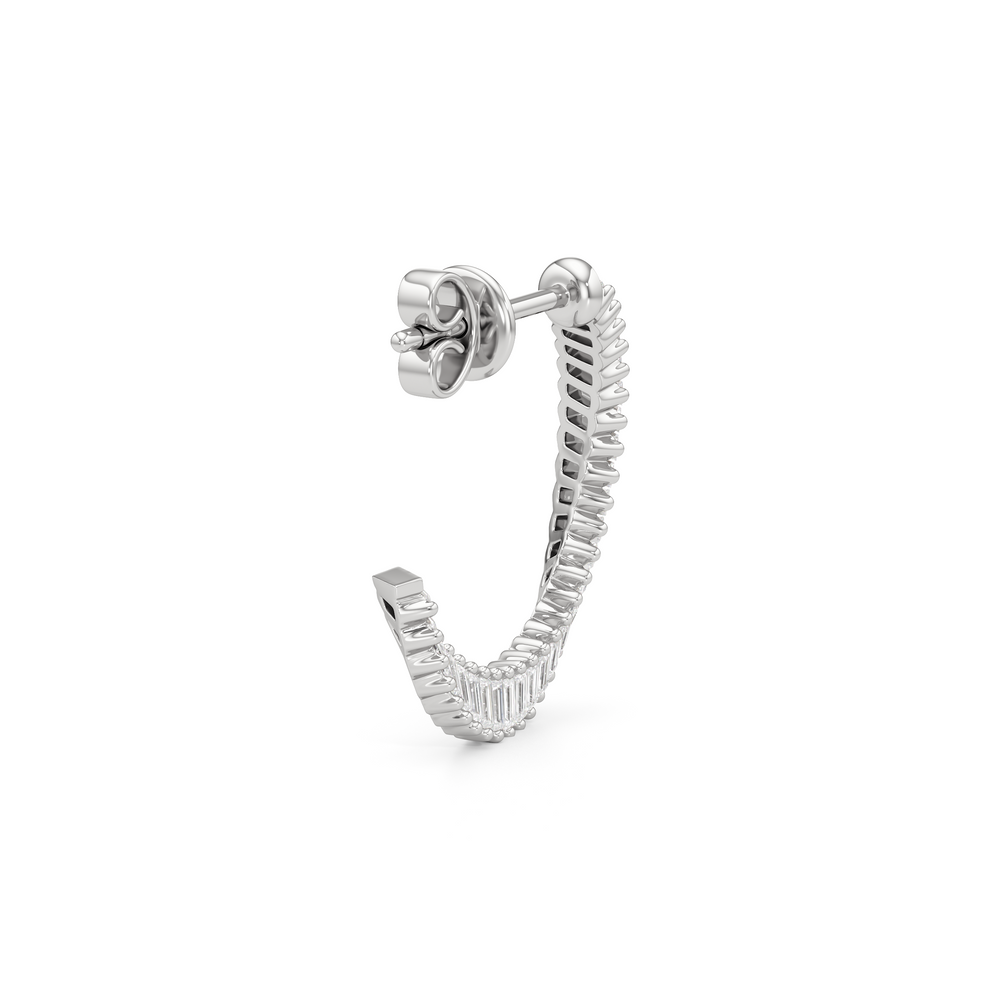 The Caroline Hoops with 14KT White Gold / Lab / 3/4 Cut Diamond in 14KT White Gold / Lab / 3/4 view 5
