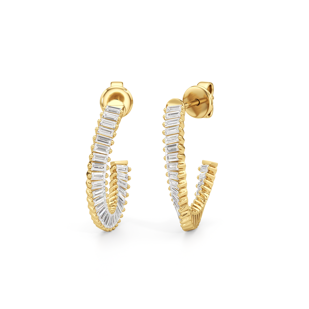 The Caroline Hoops with 14KT Yellow Gold / Lab / 3/4 Cut Diamond in 14KT Yellow Gold / Lab / 3/4 view 1
