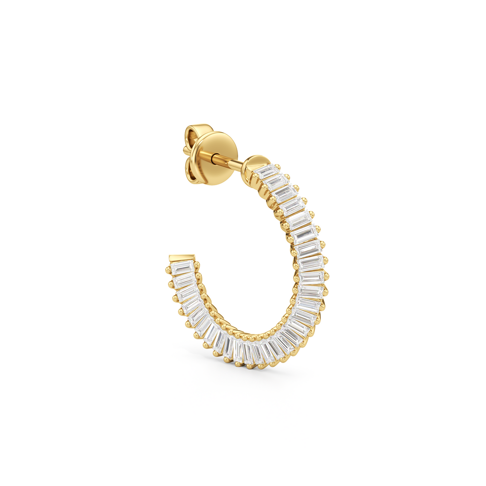 The Caroline Hoops with 14KT Yellow Gold / Lab / 3/4 Cut Diamond in 14KT Yellow Gold / Lab / 3/4 view 4
