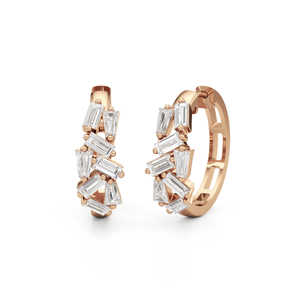 The Lucia Hoops with 14KT Rose Gold / Lab / 1 1/2 Cut Diamond in 14KT Rose Gold / Lab / 1 1/2 view 1
