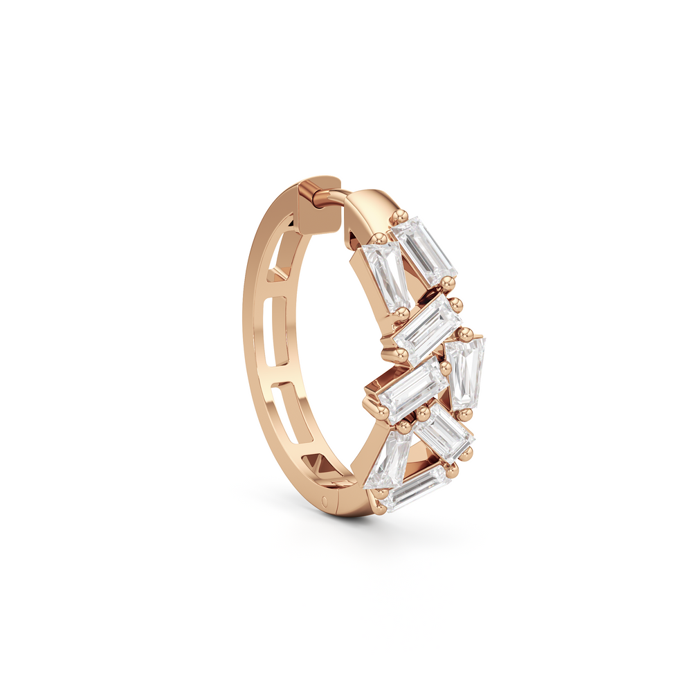 The Lucia Hoops with 14KT Rose Gold / Lab / 1 1/2 Cut Diamond in 14KT Rose Gold / Lab / 1 1/2 view 4
