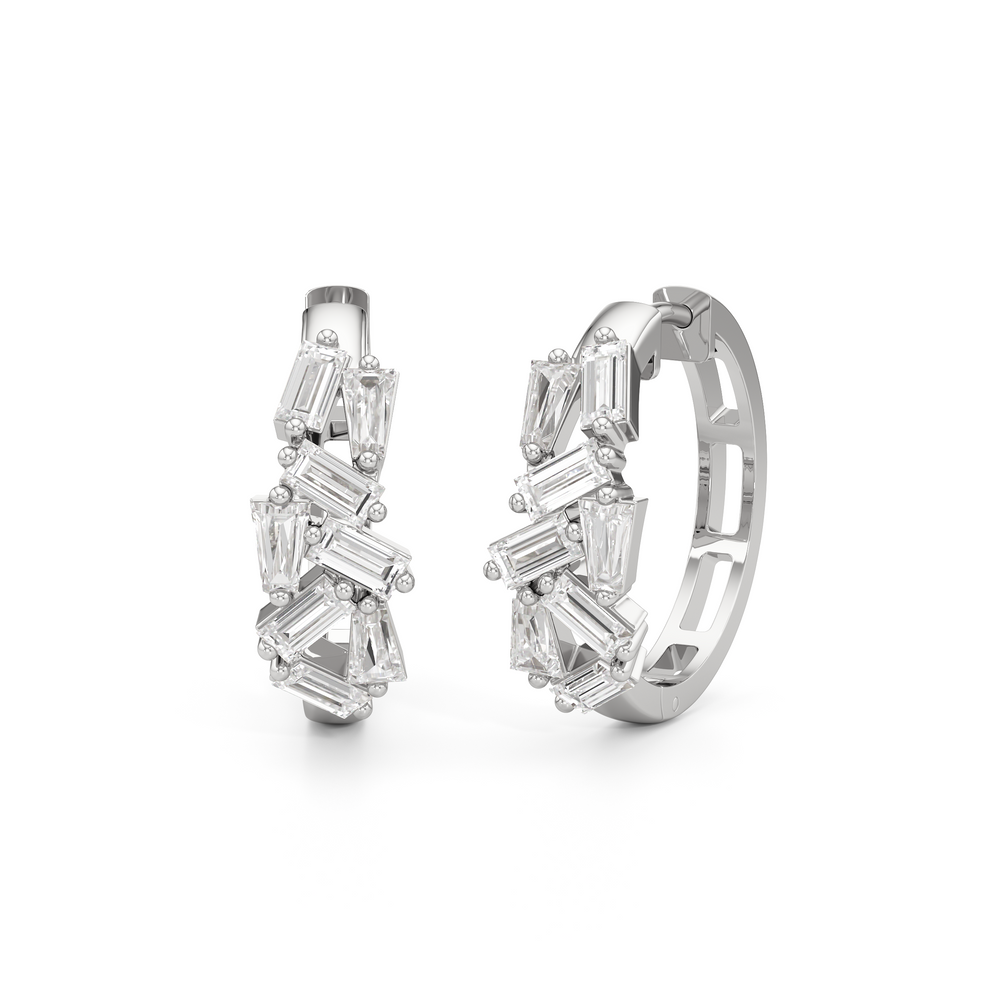 The Lucia Hoops with 14KT White Gold / Lab / 1 1/2 Cut Diamond in 14KT White Gold / Lab / 1 1/2 view 1
