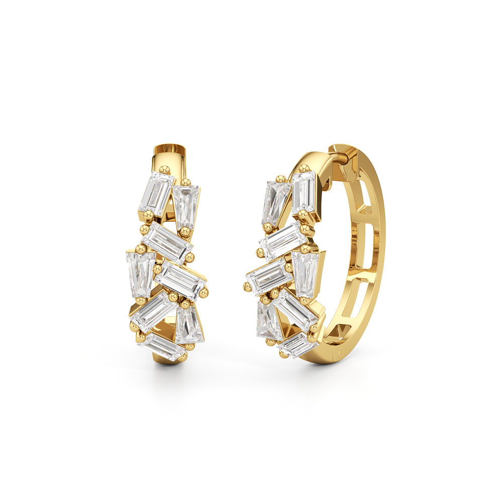 The Lucia Hoops with 14KT Yellow Gold / Lab / 1 1/2 Cut Diamond in 14KT Yellow Gold / Lab / 1 1/2 view 1
