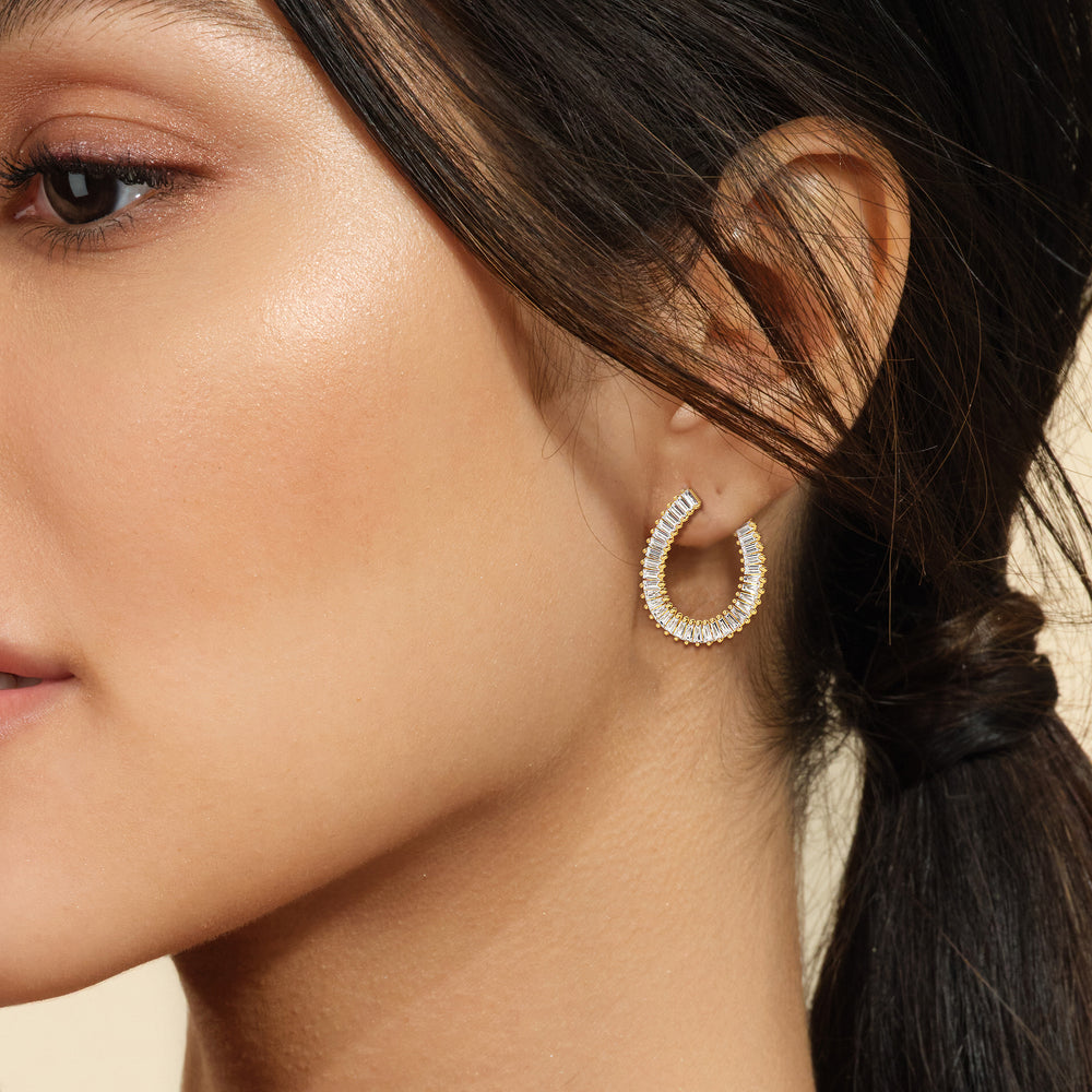 The Iris Hoops with 14KT White Gold / Lab / 2 Cut Diamond in 14KT White Gold / Lab / 2 view 2
