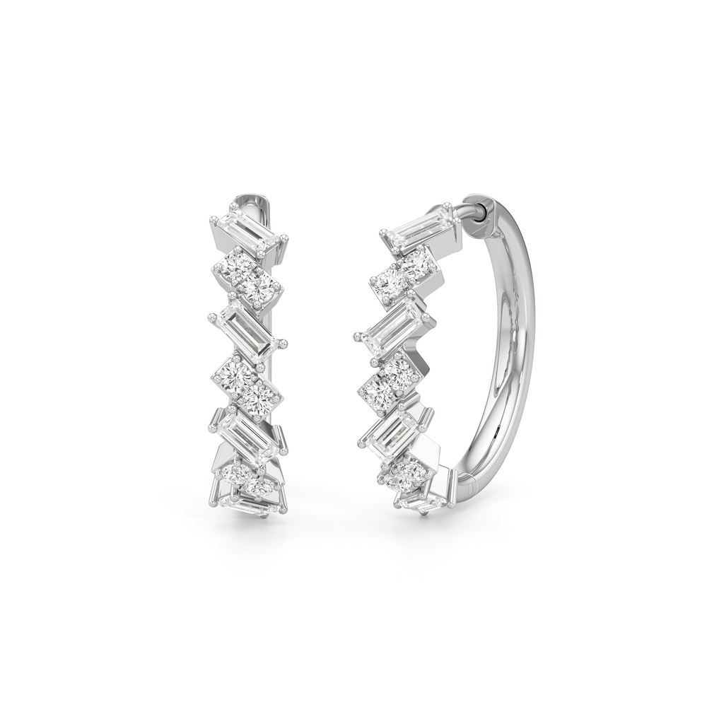 The Demi Hoops with 14KT White Gold / Lab / 1 Cut Diamond in 14KT White Gold / Lab / 1 view 1
