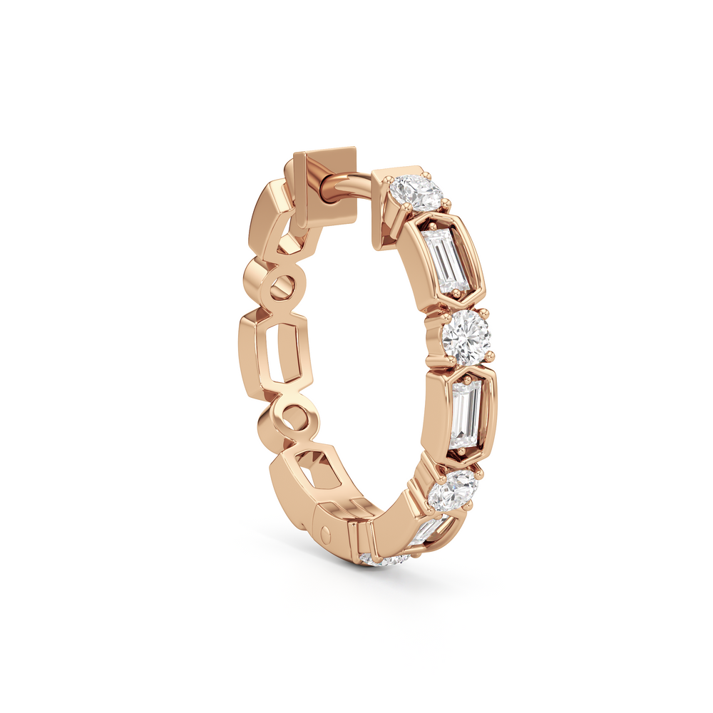 The Amelia Hoops with 14KT Rose Gold / Lab / 1/2 Cut Diamond in 14KT Rose Gold / Lab / 1/2 view 4
