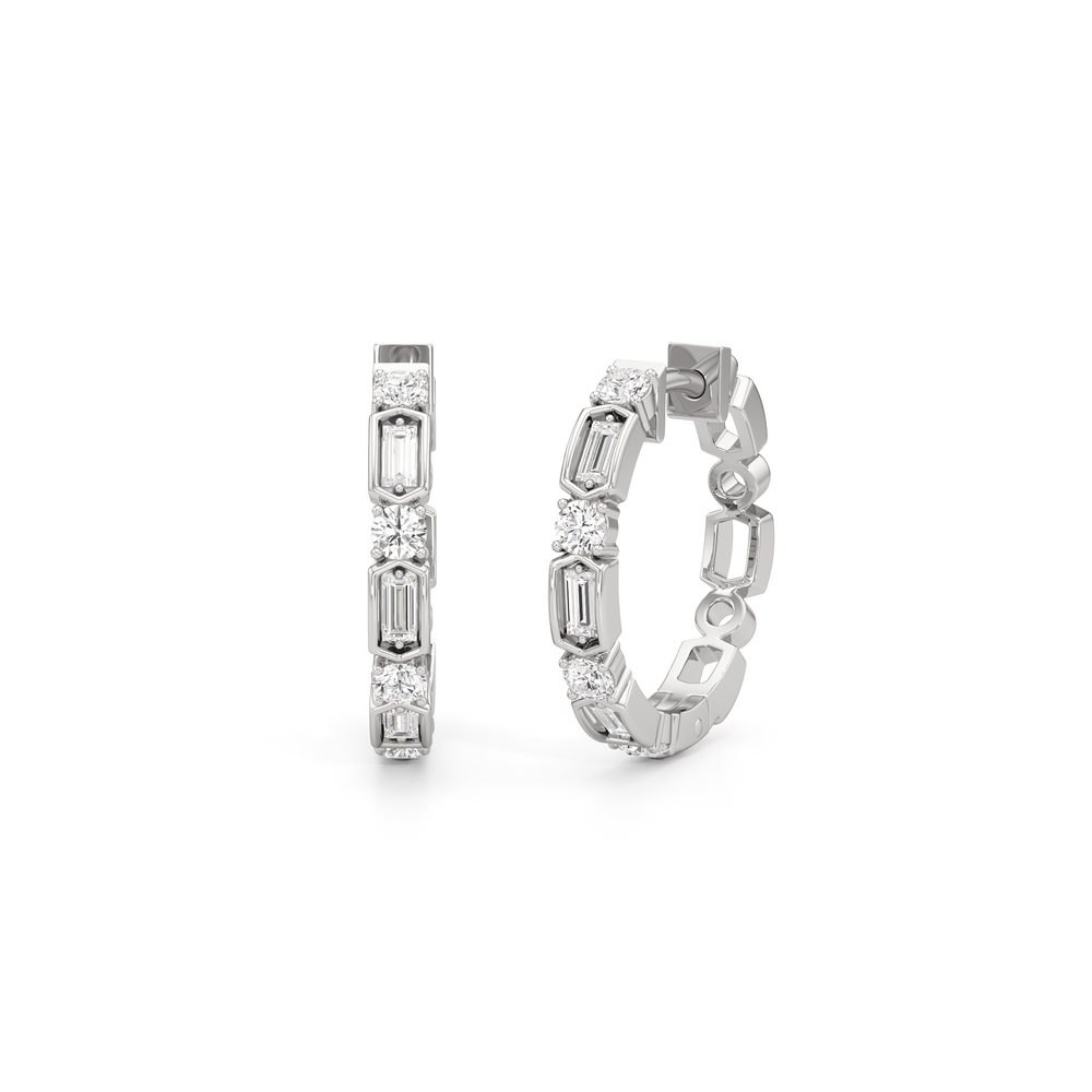 The Amelia Hoops with 14KT White Gold / Lab / 1/2 Cut Diamond in 14KT White Gold / Lab / 1/2 view 1
