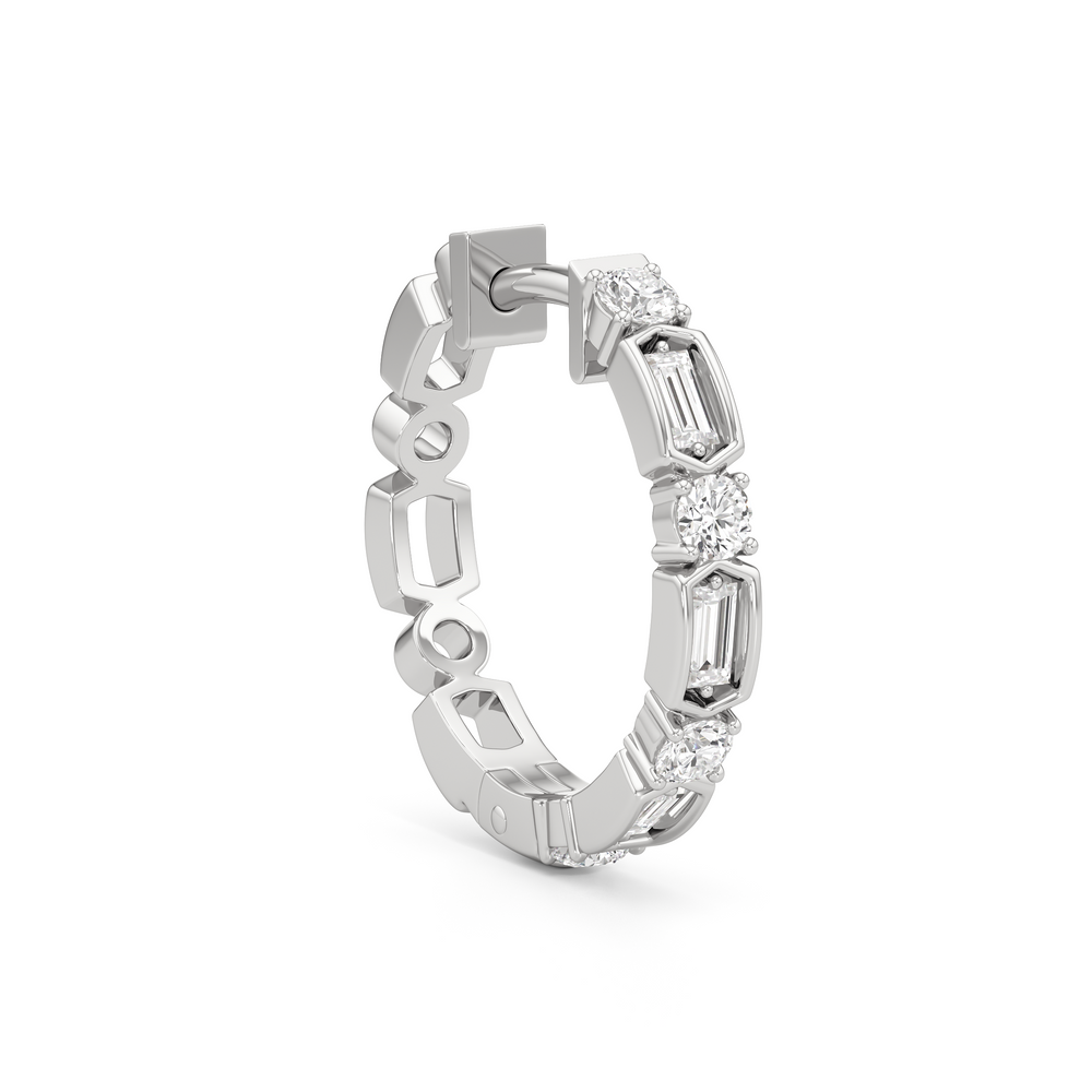 The Amelia Hoops with 14KT White Gold / Lab / 1/2 Cut Diamond in 14KT White Gold / Lab / 1/2 view 4
