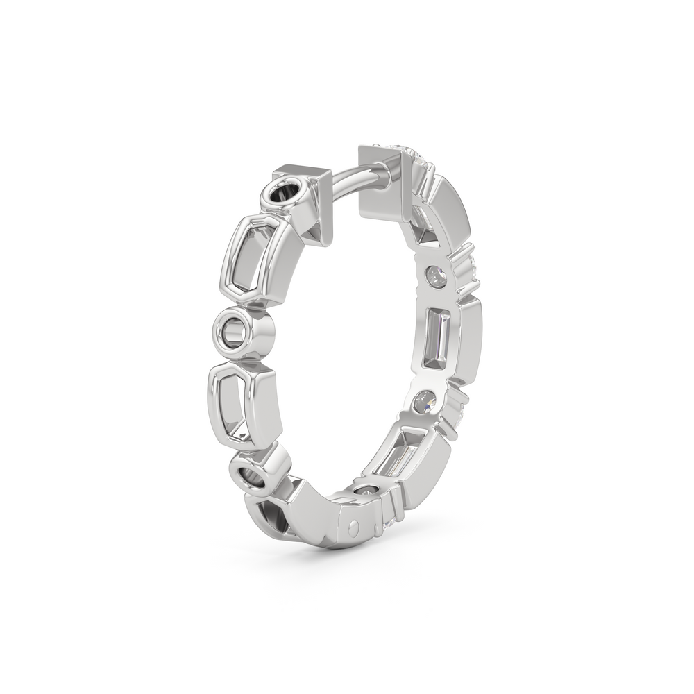 The Amelia Hoops with 14KT White Gold / Lab / 1/2 Cut Diamond in 14KT White Gold / Lab / 1/2 view 5
