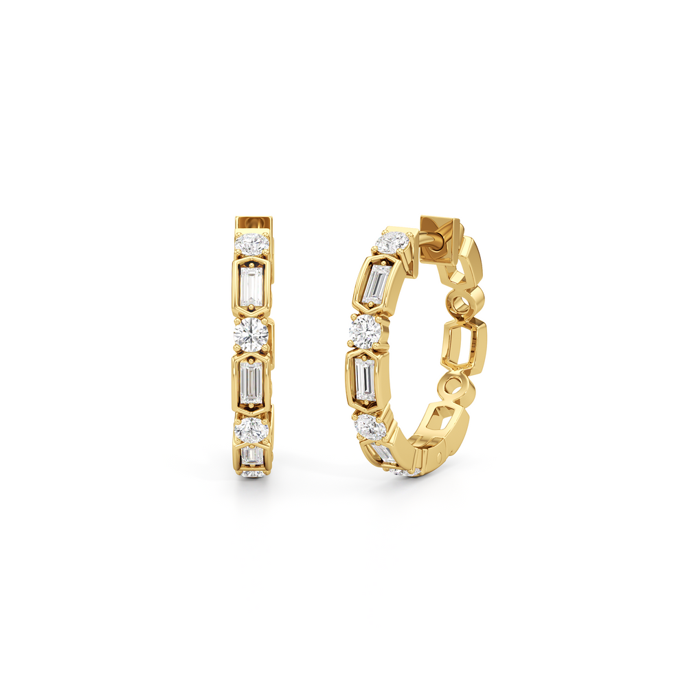 The Amelia Hoops with 14KT Yellow Gold / Lab / 1/2 Cut Diamond in 14KT Yellow Gold / Lab / 1/2 view 1
