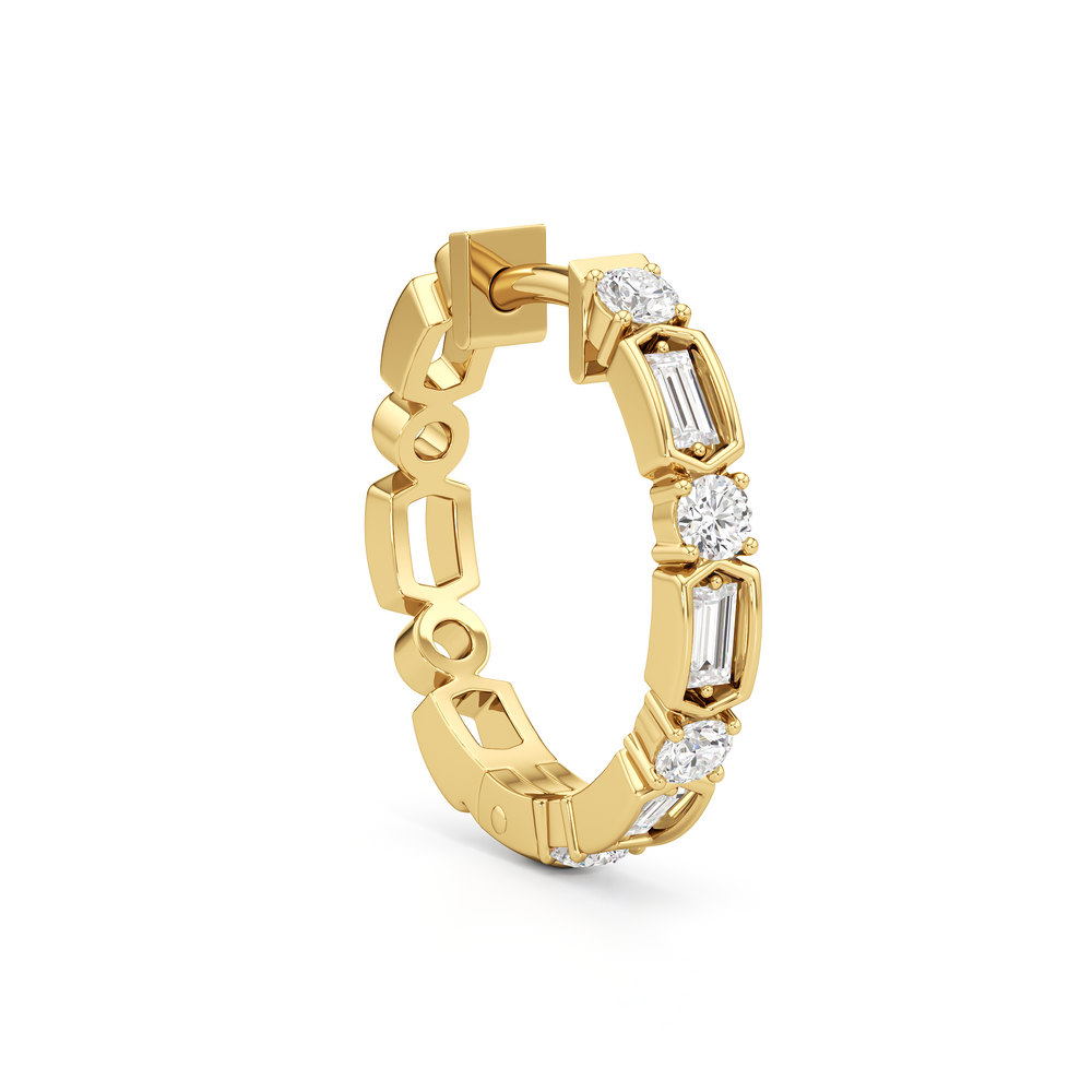 The Amelia Hoops with 14KT Yellow Gold / Lab / 1/2 Cut Diamond in 14KT Yellow Gold / Lab / 1/2 view 4
