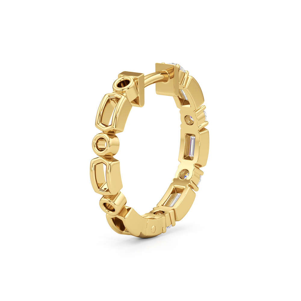 The Amelia Hoops with 14KT Yellow Gold / Lab / 1/2 Cut Diamond in 14KT Yellow Gold / Lab / 1/2 view 5
