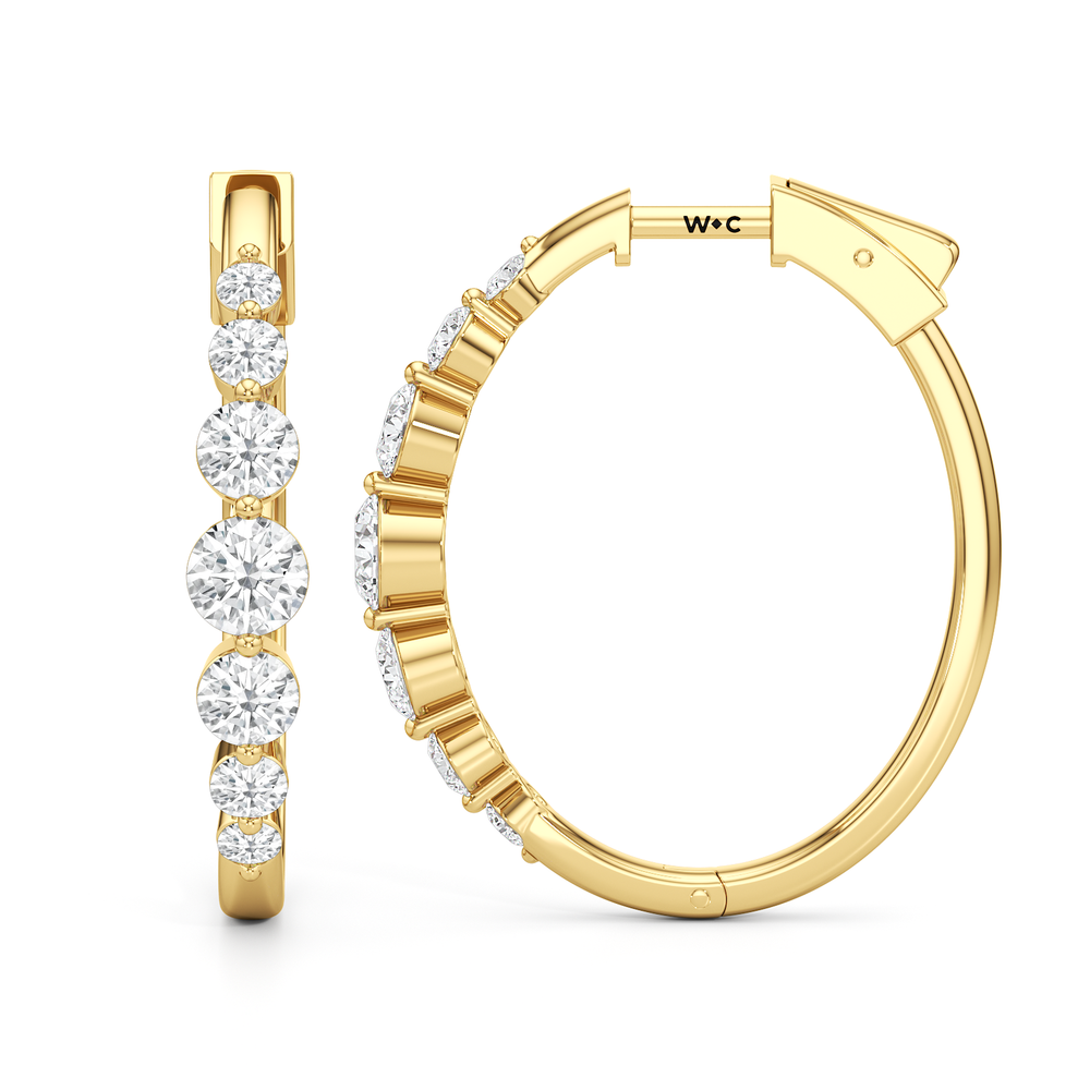 The Celine Hoops with 14KT Yellow Gold / Lab / 4 Cut Diamond in 14KT Yellow Gold / Lab / 4 view 6
