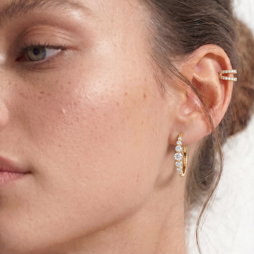 The Celine Hoops with 14KT Yellow Gold / Lab / 4 Cut Diamond in 14KT Yellow Gold / Lab / 4 view 3
