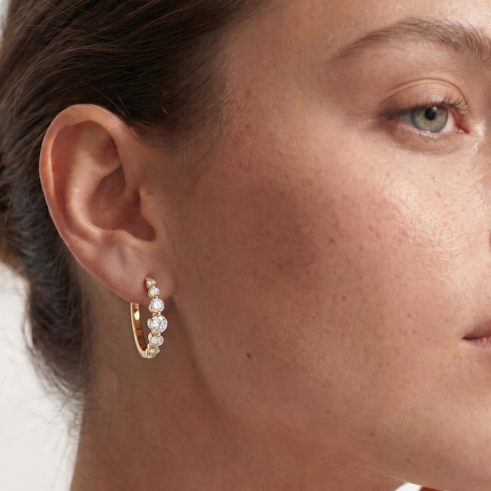 The Celine Hoops with 14KT Yellow Gold / Lab / 4 Cut Diamond in 14KT Yellow Gold / Lab / 4 view 2
