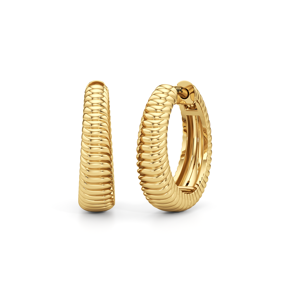 The Sofia Sculptural Hoops with 18K Yellow Gold Vermeil / Lab Cut Diamond in 14KT 18K Yellow Gold Vermeil / Lab view 1
