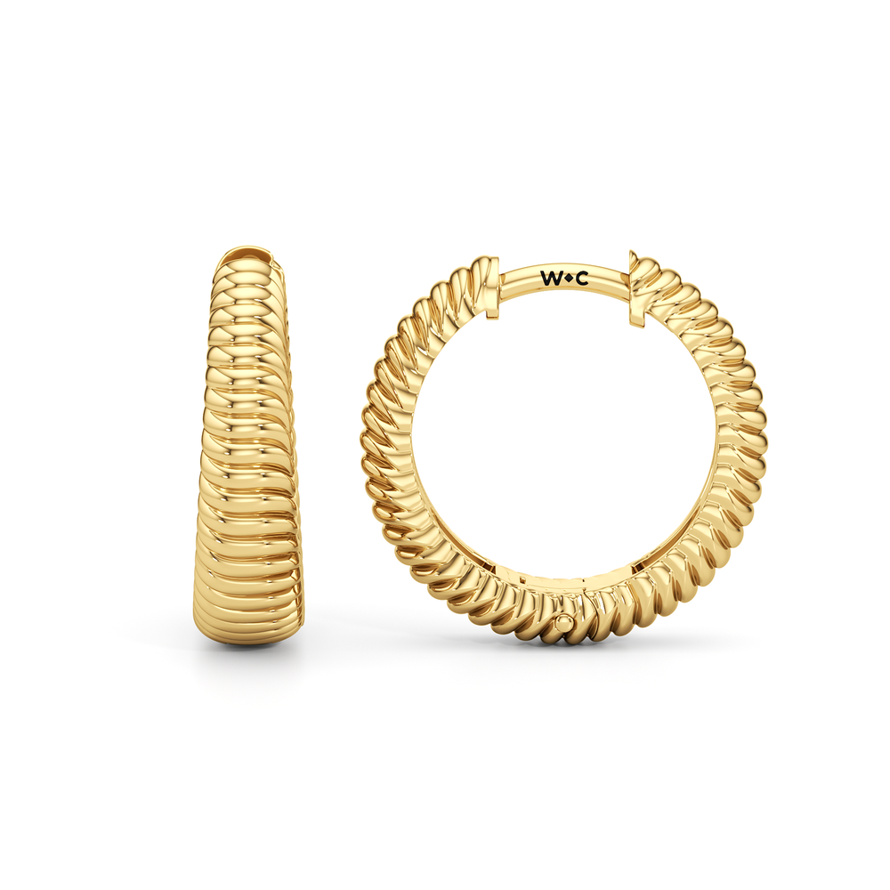 The Sofia Sculptural Hoops with 18K Yellow Gold Vermeil / Lab Cut Diamond in 14KT 18K Yellow Gold Vermeil / Lab view 6
