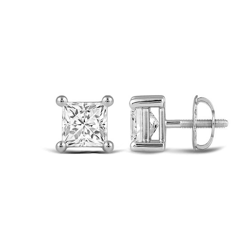 Classic Princess Brilliant Cut Diamond Martini Stud Earrings (F/G VS+) with 14KT White Gold / Lab / 3/4 Cut Diamond in 14KT White Gold / Lab / 3/4 view 4

