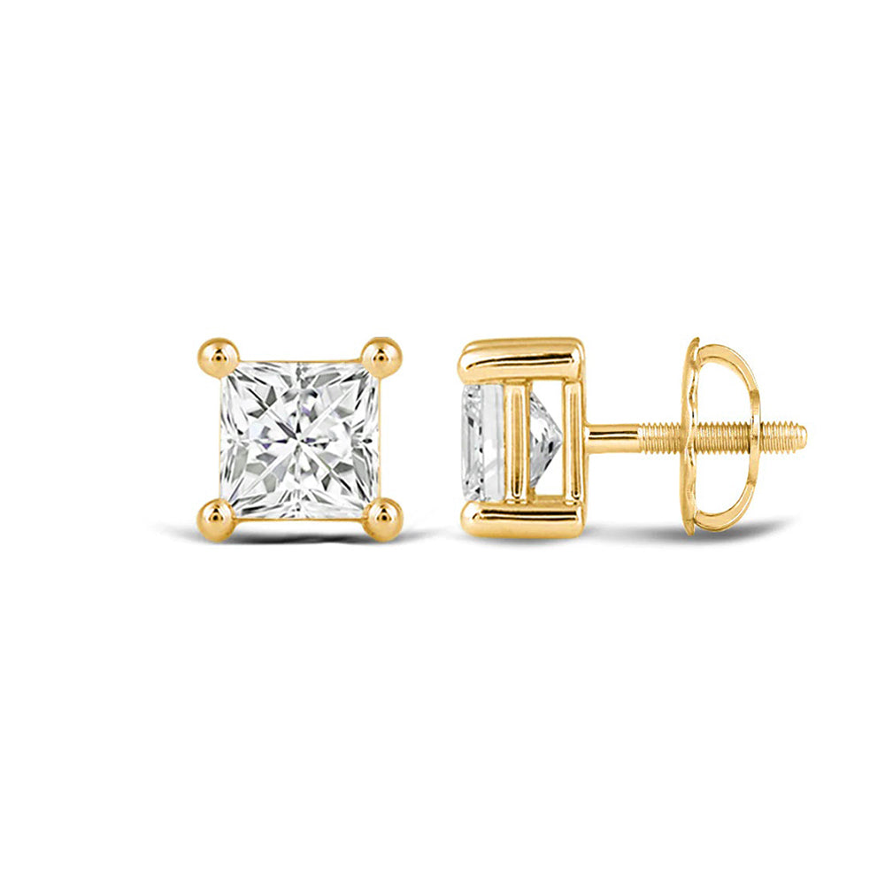 Classic Princess Brilliant Cut Diamond Martini Stud Earrings (F/G VS+) with 14KT Yellow Gold / Lab / 3/4 Cut Diamond in 14KT Yellow Gold / Lab / 3/4 view 4
