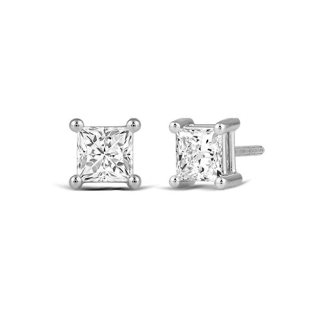 Classic Princess Brilliant Cut Diamond Martini Stud Earrings (F/G VS+) with 14KT White Gold / Lab / 3/4 Cut Diamond in 14KT White Gold / Lab / 3/4 view 1

