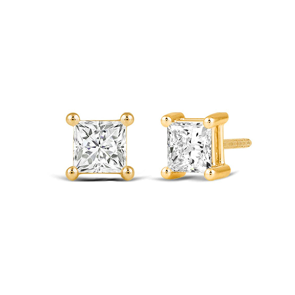 Classic Princess Brilliant Cut Diamond Martini Stud Earrings (F/G VS+) with 14KT Yellow Gold / Lab / 3/4 Cut Diamond in 14KT Yellow Gold / Lab / 3/4 view 1
