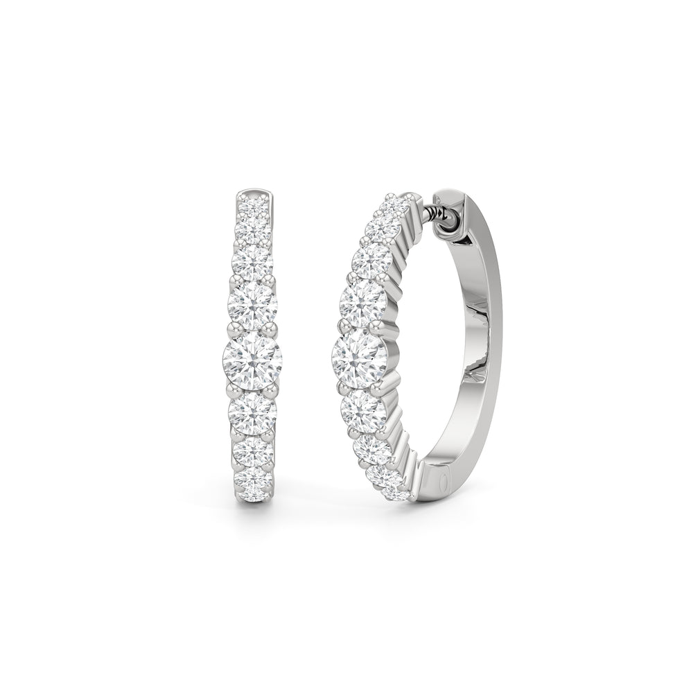 The Danielle Hoops with 14KT White Gold / Lab / 3/4 Cut Diamond in 14KT White Gold / Lab / 3/4 view 1
