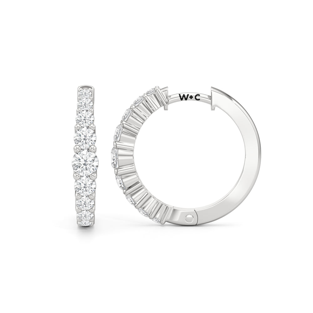 The Danielle Hoops with 14KT White Gold / Lab / 3/4 Cut Diamond in 14KT White Gold / Lab / 3/4 view 6
