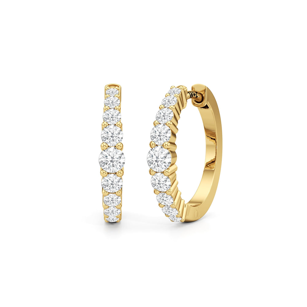 The Danielle Hoops with 14KT Yellow Gold / Lab / 3/4 Cut Diamond in 14KT Yellow Gold / Lab / 3/4 view 1
