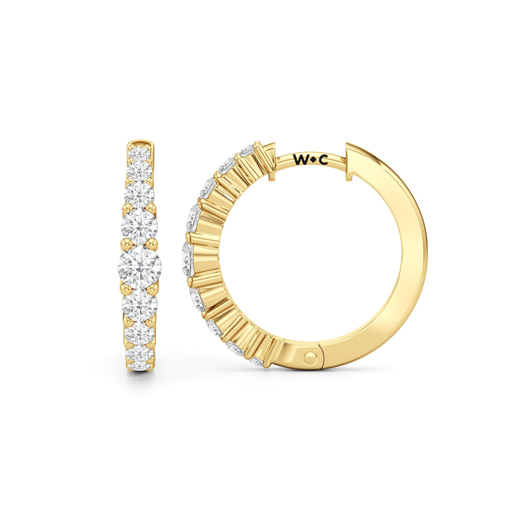 The Danielle Hoops with 14KT Yellow Gold / Lab / 3/4 Cut Diamond in 14KT Yellow Gold / Lab / 3/4 view 6
