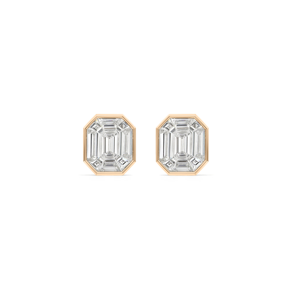 Octavia Composite Diamond Stud Earrings with 18KT Rose Gold / Lab / 4 3/4 Cut Diamond in 14KT Rose Gold / Lab / 4 3/4 view 4
