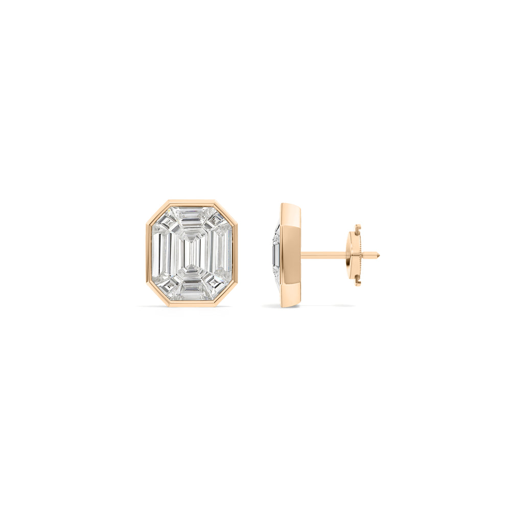Octavia Composite Diamond Stud Earrings with 18KT Rose Gold / Lab / 4 3/4 Cut Diamond in 14KT Rose Gold / Lab / 4 3/4 view 5

