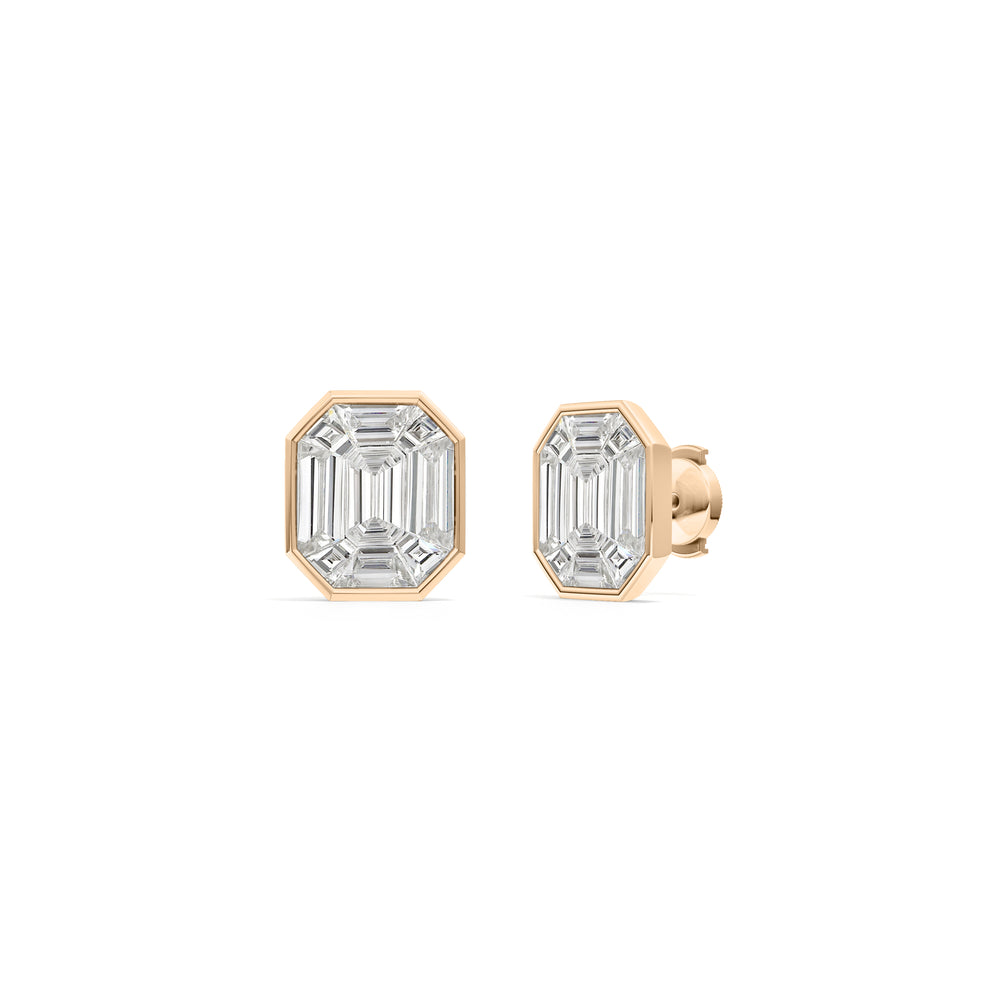 Octavia Composite Diamond Stud Earrings with 18KT Rose Gold / Lab / 4 3/4 Cut Diamond in 14KT Rose Gold / Lab / 4 3/4 view 1
