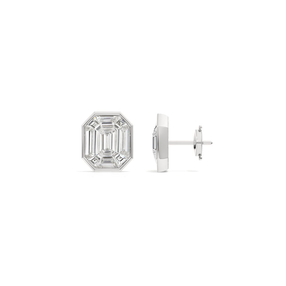 Octavia Composite Diamond Stud Earrings with Platinum / Lab / 4 3/4 Cut Diamond in 14KT Platinum / Lab / 4 3/4 view 5
