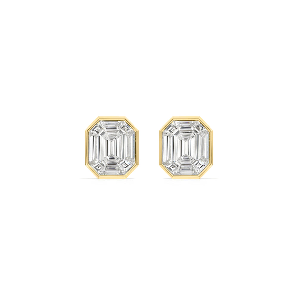 Octavia Composite Diamond Stud Earrings with 18KT Yellow Gold / Lab / 4 3/4 Cut Diamond in 14KT Yellow Gold / Lab / 4 3/4 view 4
