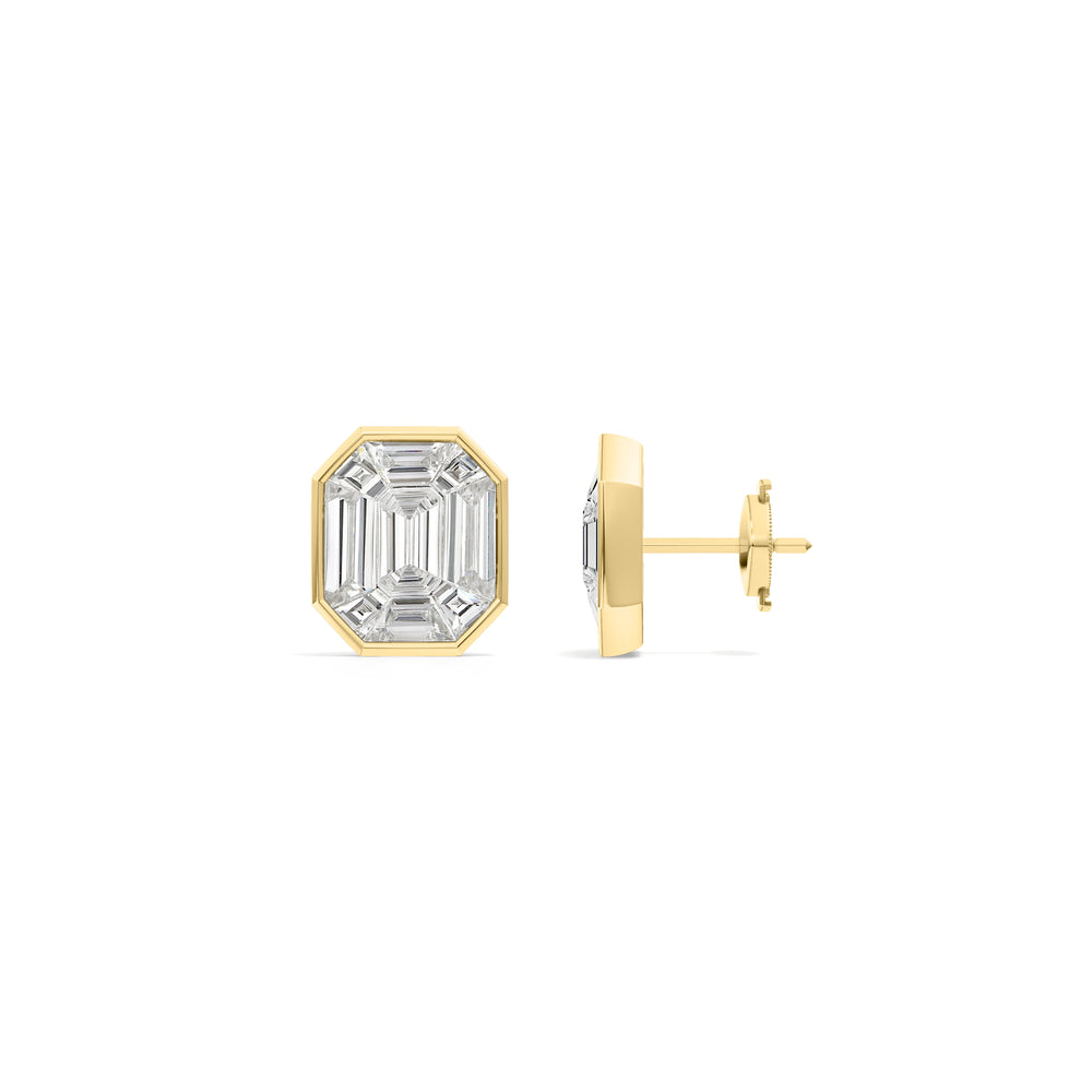Octavia Composite Diamond Stud Earrings with 18KT Yellow Gold / Lab / 4 3/4 Cut Diamond in 14KT Yellow Gold / Lab / 4 3/4 view 5
