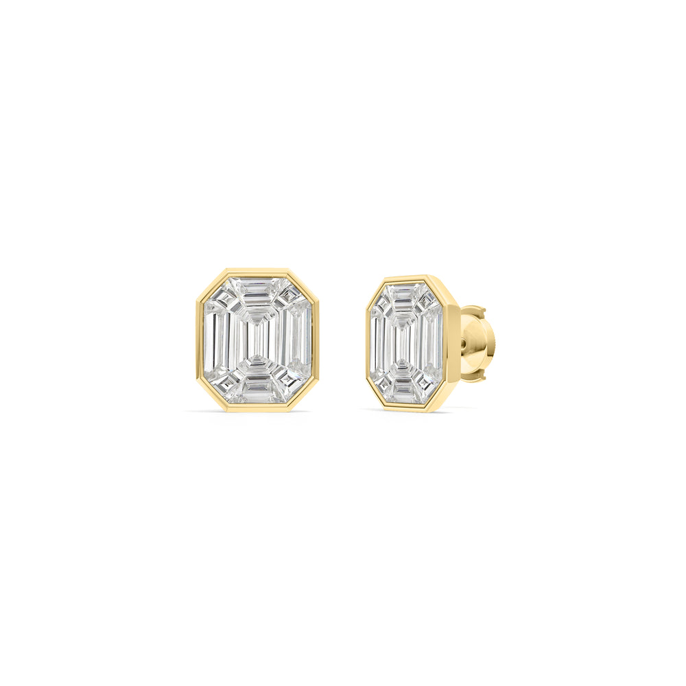 Octavia Composite Diamond Stud Earrings with 18KT Yellow Gold / Lab / 4 3/4 Cut Diamond in 14KT Yellow Gold / Lab / 4 3/4 view 1
