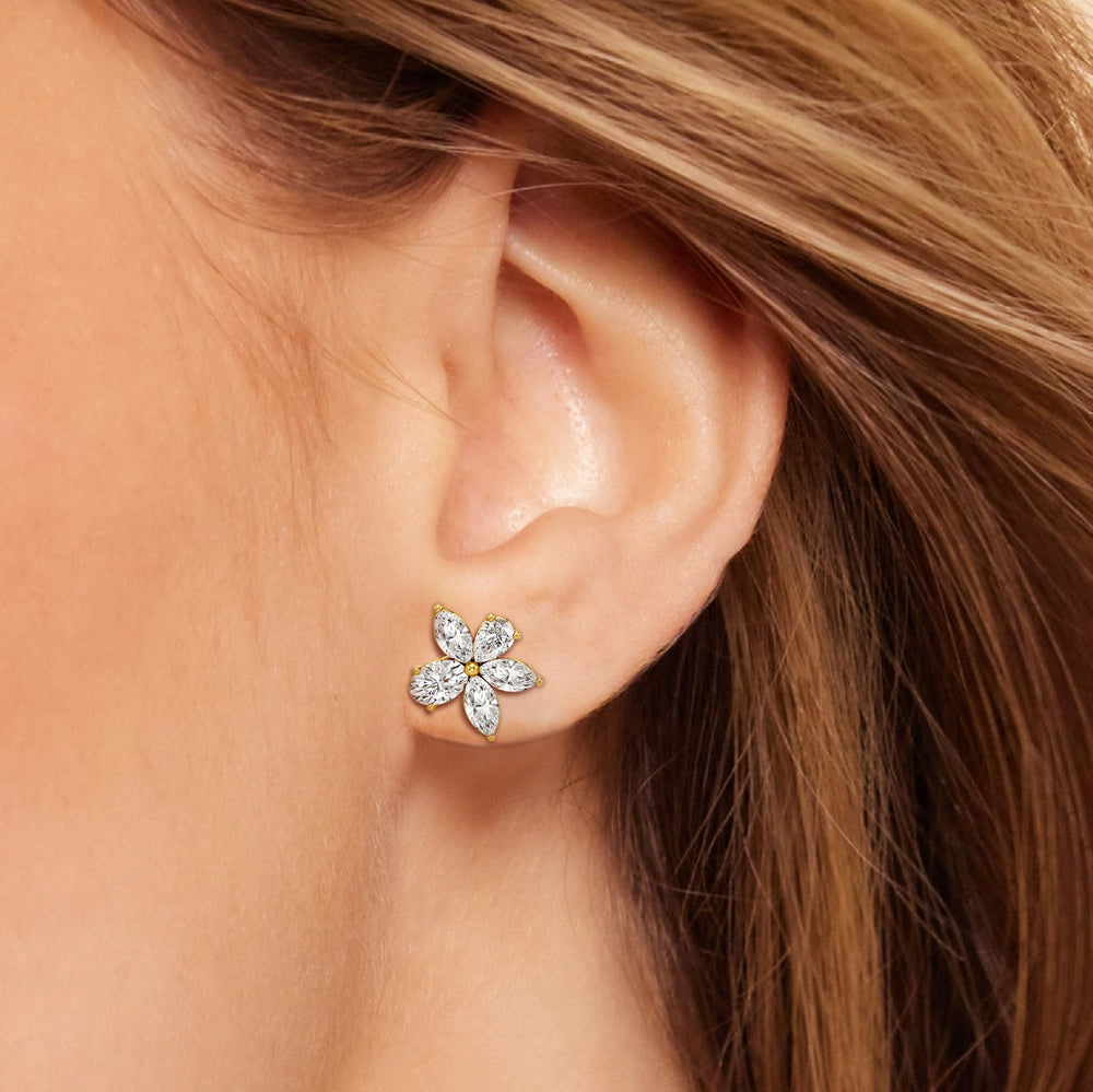 Plumeria Studs with 14KT Rose Gold / Lab / 2 1/5 Cut Diamond in 14KT Rose Gold / Lab / 2 1/5 view 3
