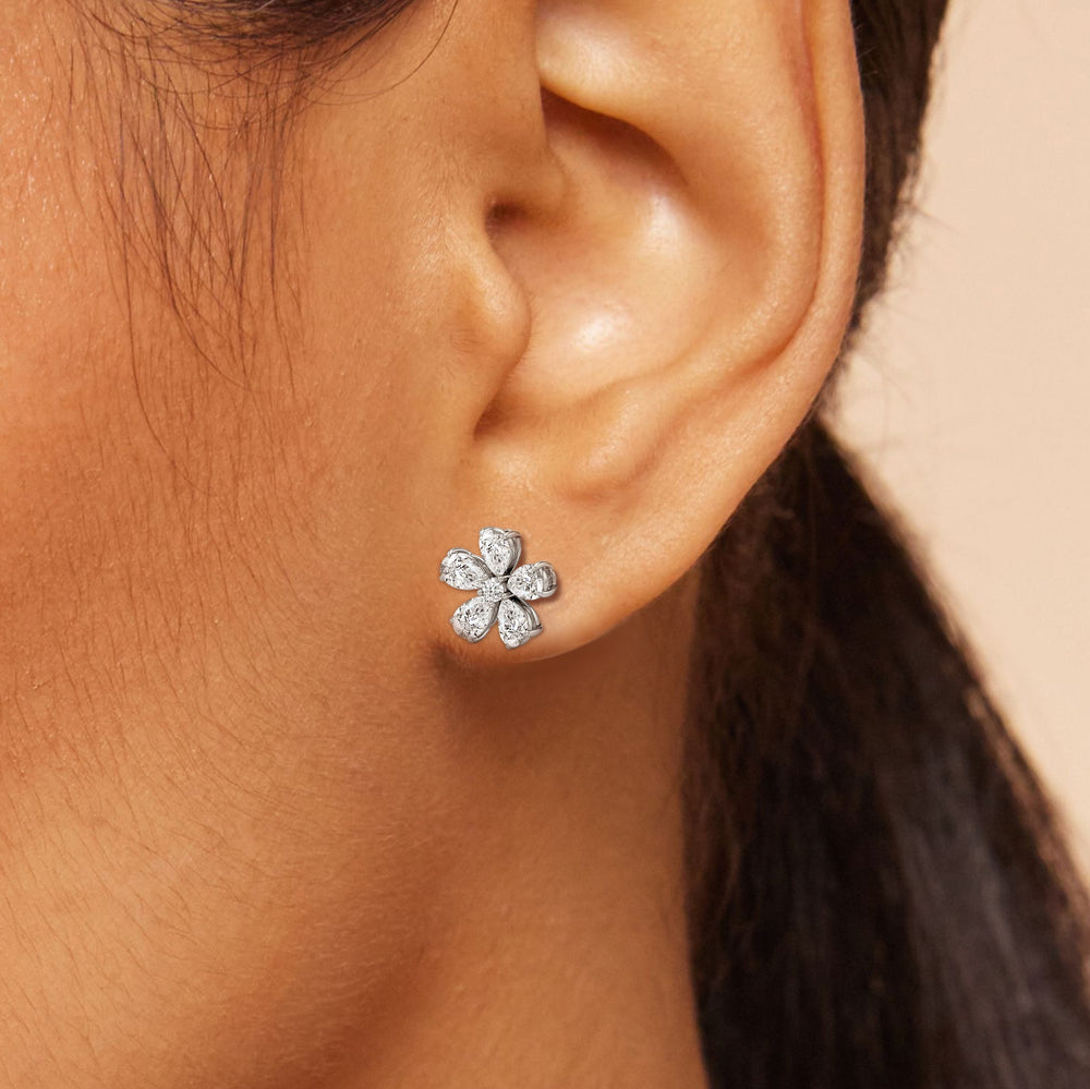 Daisy Studs with 14KT White Gold / Lab / 2 Cut Diamond in 14KT White Gold / Lab / 2 view 3
