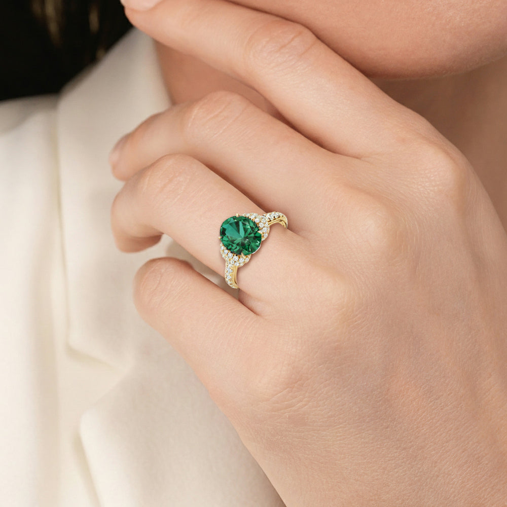 The Aurielle Ring with Created Emerald Cut Diamond in 14KT Rose Gold view 6
