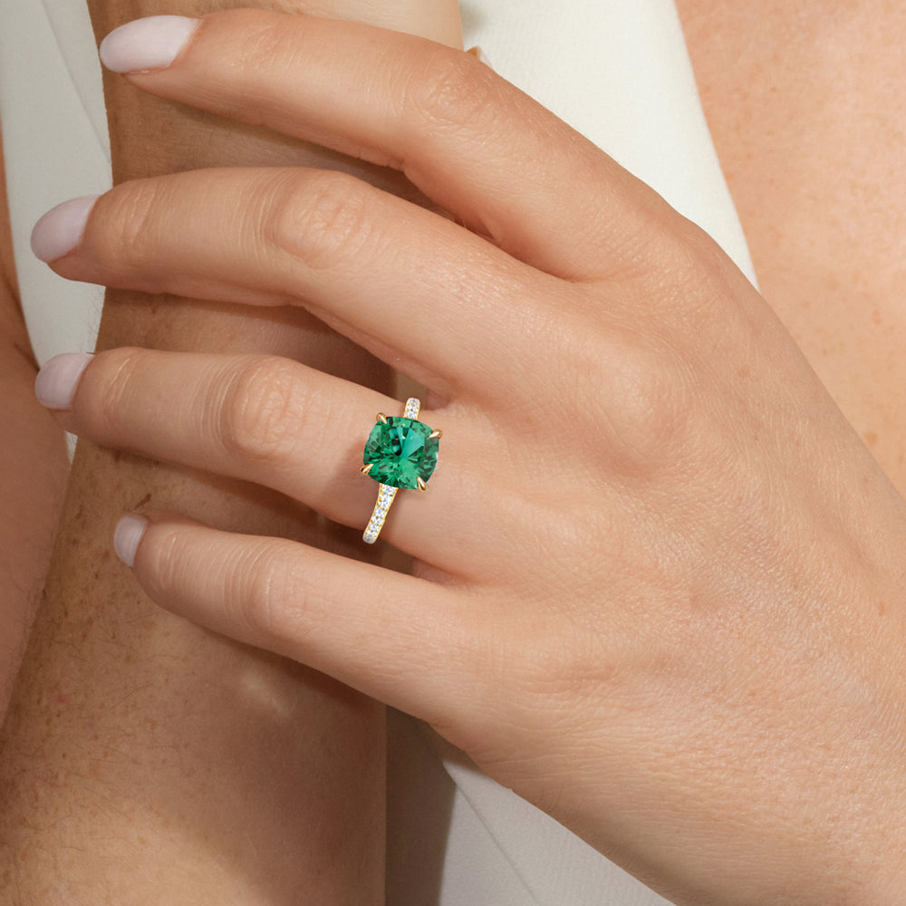 The Rouge Ring with Created Emerald Cut Diamond in 14KT Rose Gold view 5
