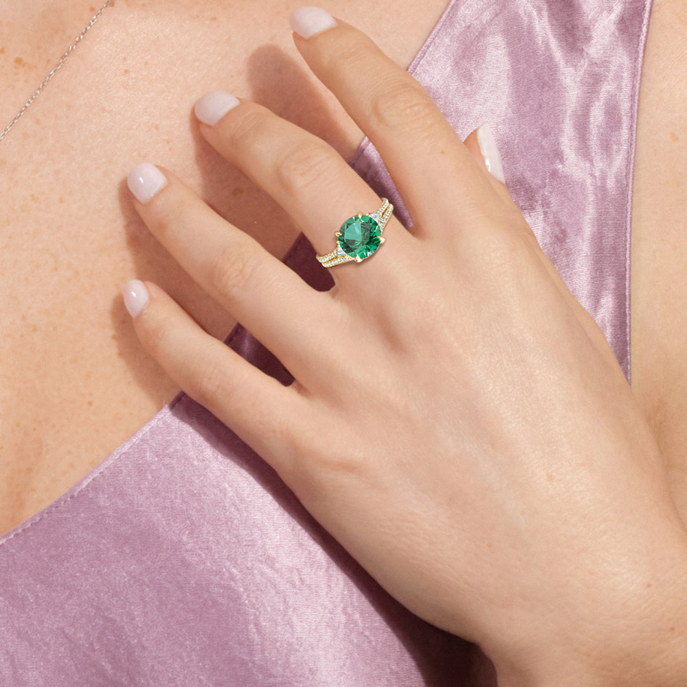 The Indigo Ring with Created Emerald Cut Diamond in 14KT Rose Gold view 5
