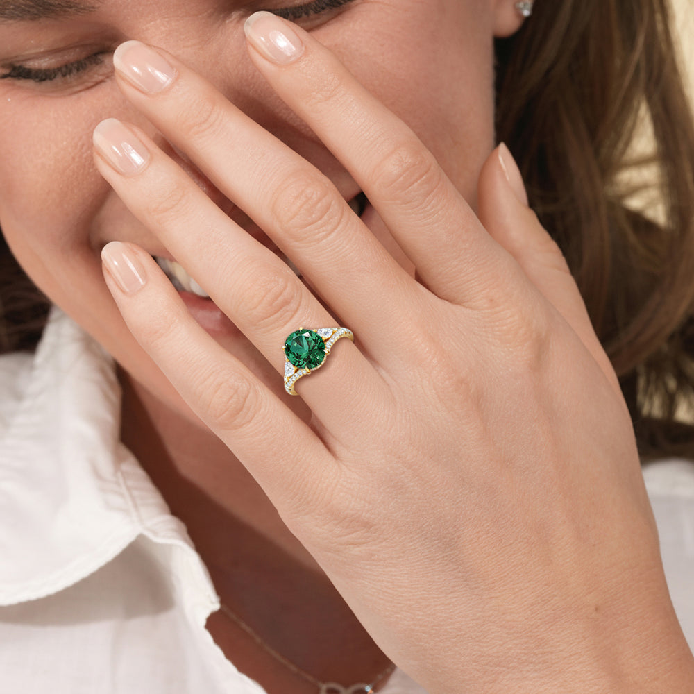 The Viridelle Ring with Created Emerald Cut Diamond in 14KT Rose Gold view 6
