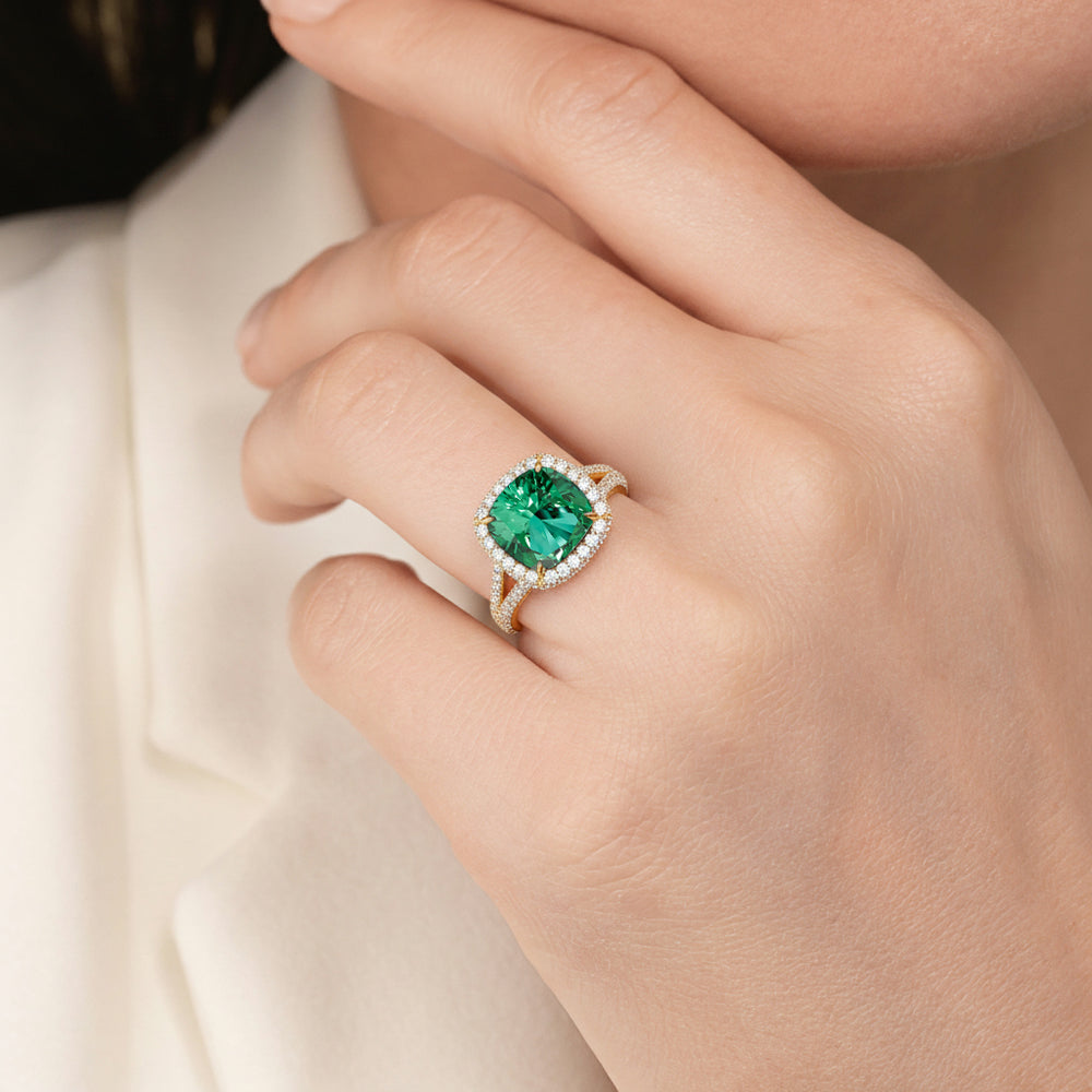 The Viridalis Ring with Created Emerald Cut Diamond in 14KT Rose Gold view 5
