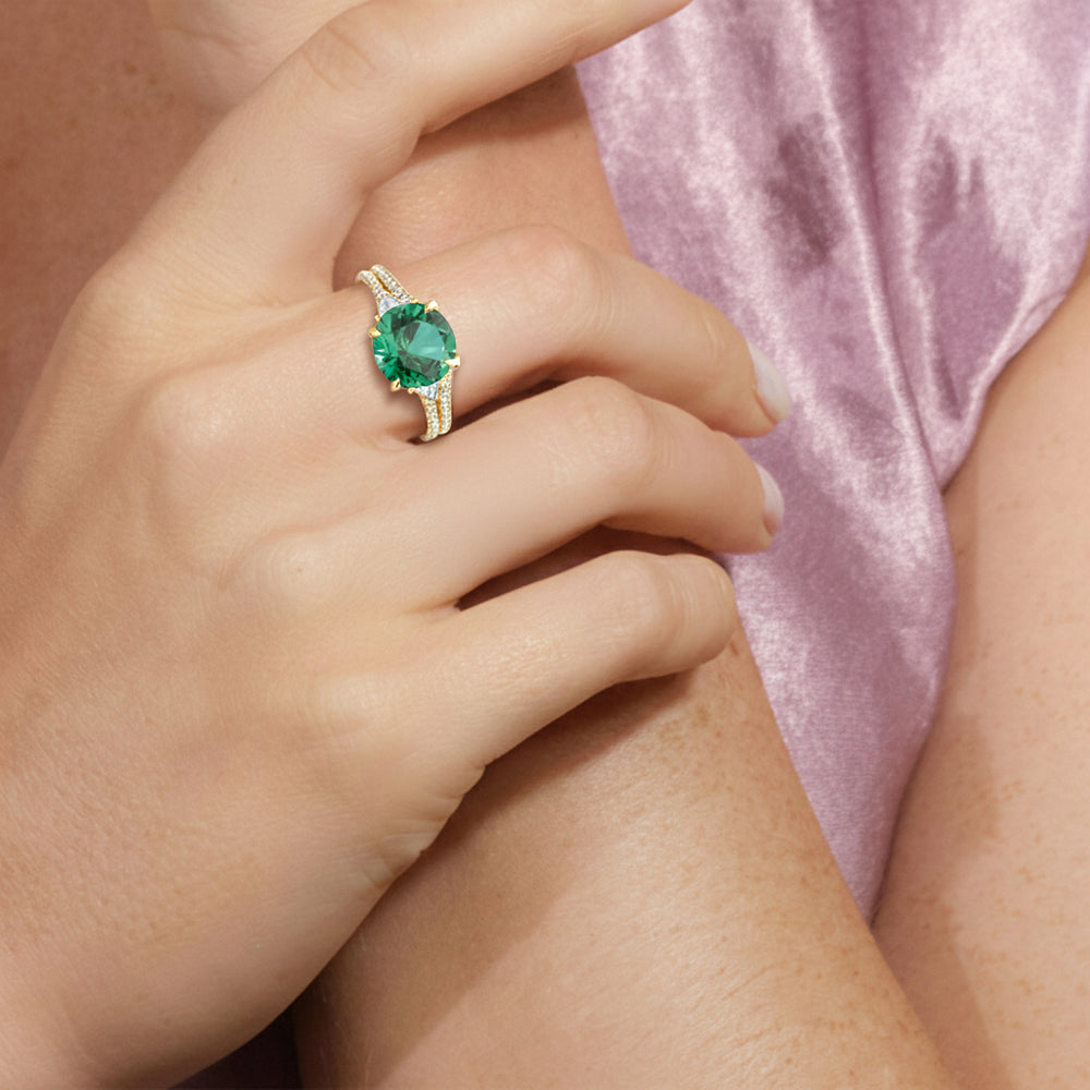 The Indigo Ring with Created Emerald Cut Diamond in 14KT Rose Gold view 4
