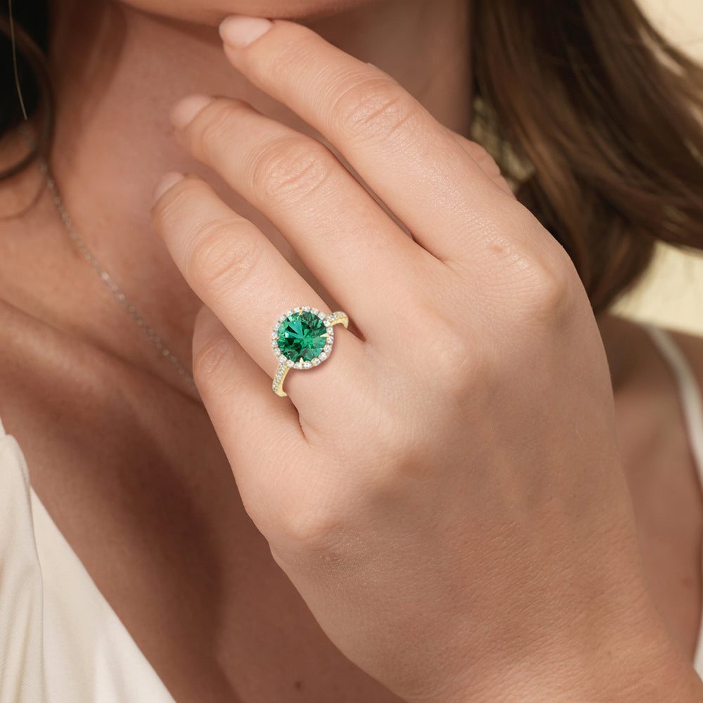 The Rosalune Ring with Created Emerald Cut Diamond in 14KT Platinum view 5
