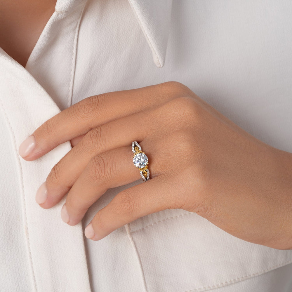 Enchanted Star Lab Grown Diamond 14K Gold Belle Vintage Engagement Ring with White/Yellow Cut Diamond in 14KT Pear view 4
