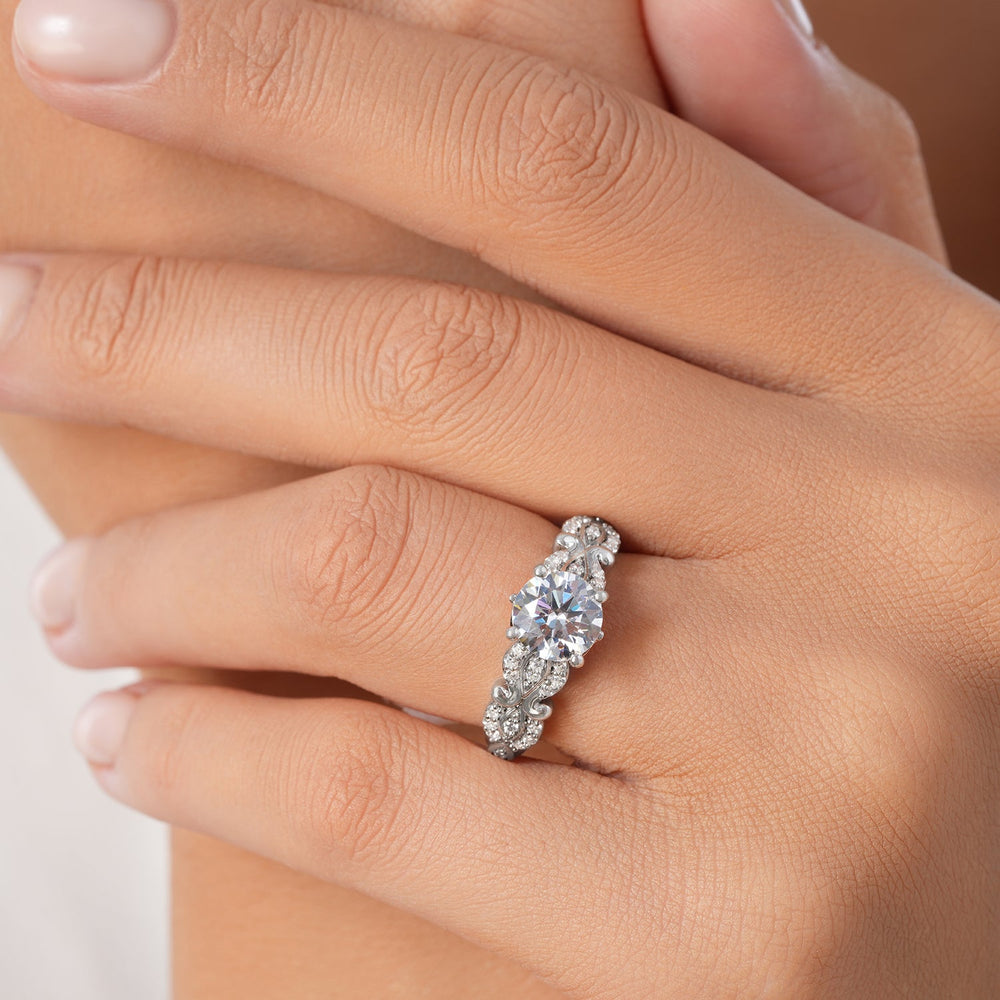 Model Wearing Enchanted Star Lab Grown Diamond Cinderella Carriage Engagement Ring view