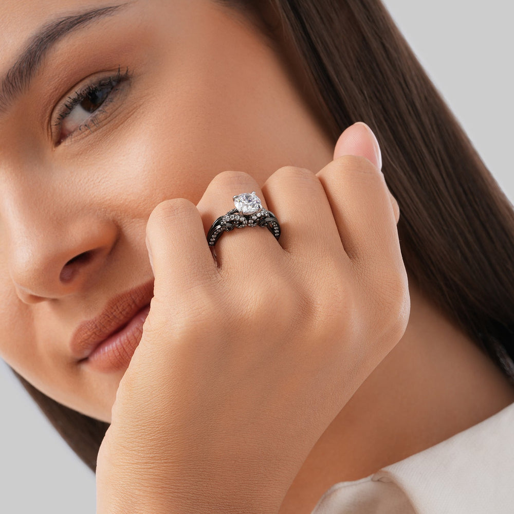 Model Wearing Enchanted Star Lab Grown Diamond 14K Gold Ursula Engagement Ring view