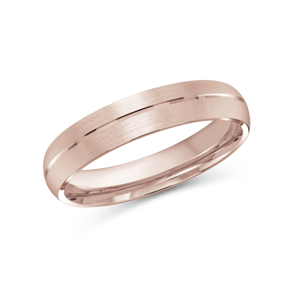 Horizon Low Dome Men's Band with 18KT Rose Gold / 4 Cut Diamond in 14KT Rose Gold / 4 view 1
