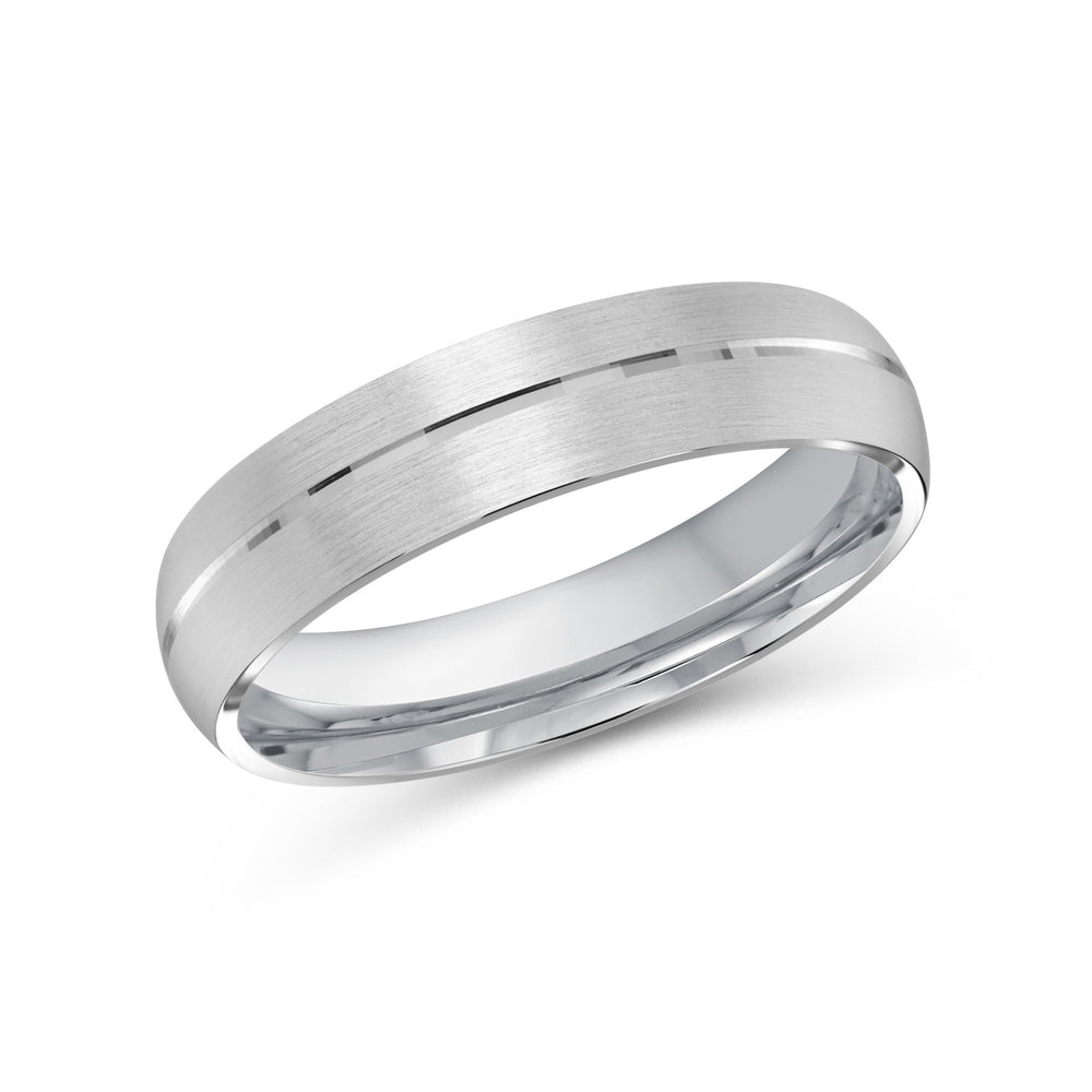 Horizon Low Dome Men's Band with Platinum / 5 Cut Diamond in 14KT Platinum / 5 view 1
